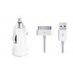 Wholesale iPhone 4S 4 2-in-1 Car Power Charger (White)